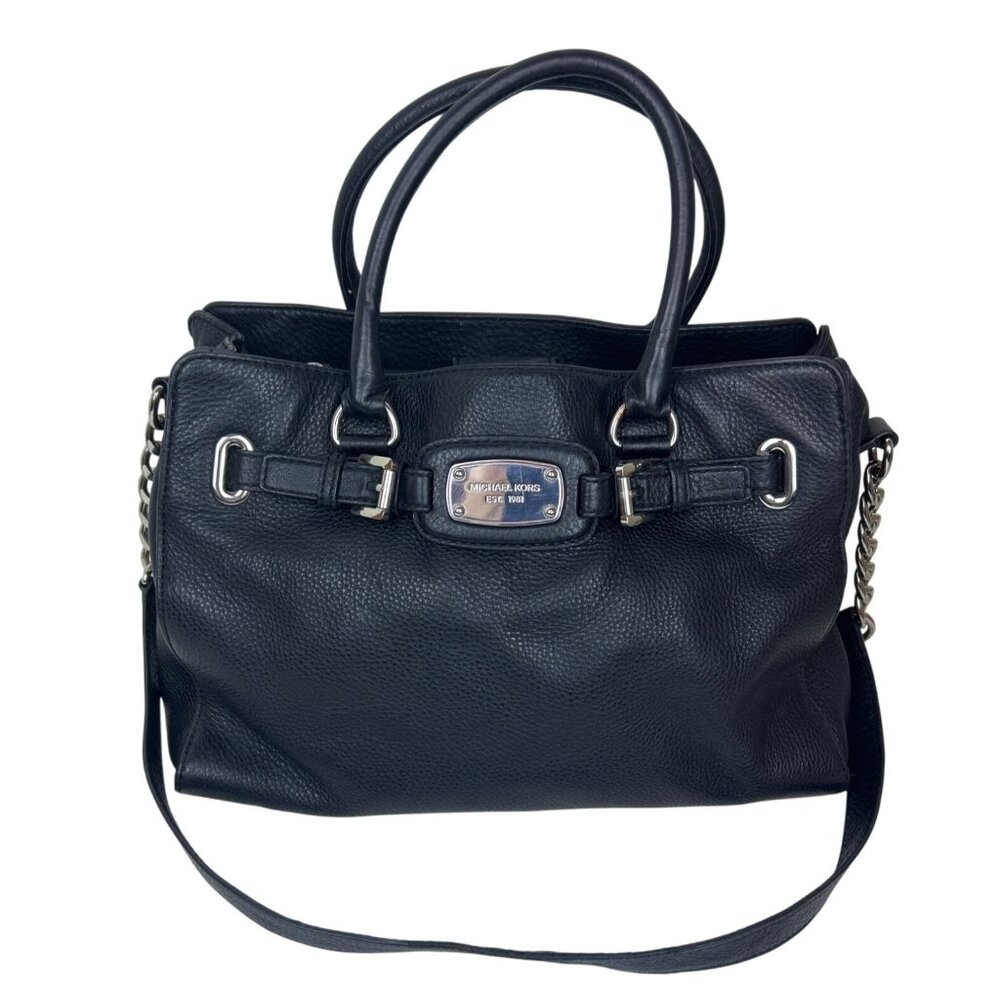 Michael Kors Black Leather Satchel with Chain Strap